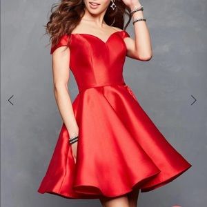Clarisse Off Shoulder Cocktail Dress in Red